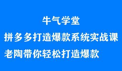 牛气学堂拼多多打造爆款系统实战课，老陶带你轻松打造爆款，源码仅供个人学习研究，不可商用