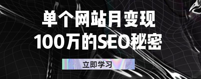 单个网站月变现100万的SEO秘密,百分百做出赚钱站点