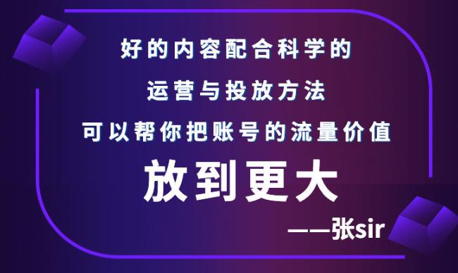 张sir账号流量增长课,告别海王流量,让你的流量更精准
