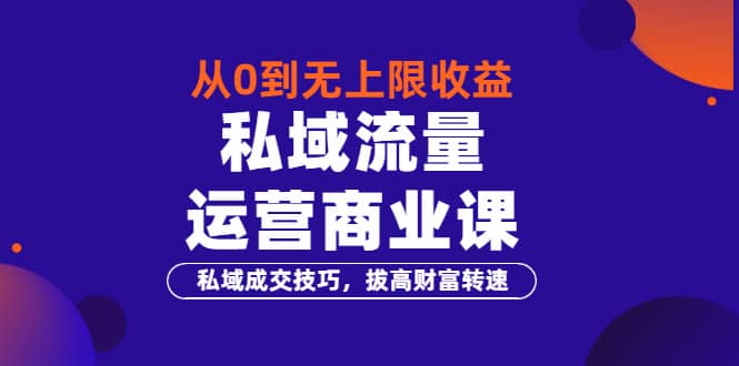 从0到无上限收益的《私域流量运营商业课》私域成交技巧,拔高财富转速,源码仅供个人学习研究,不可商用