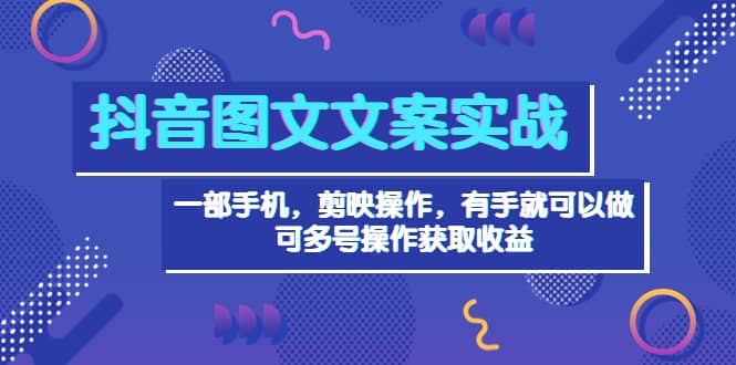 抖音图文毒文案实战:一部手机 剪映操作 有手就能做,单号日入几十 可多号,源码仅供个人学习研究,不可商用