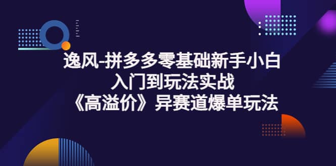 拼多多零基础新手小白入门到玩法实战《高溢价》异赛道爆单玩法实操课,源码仅供个人学习研究,不可商用