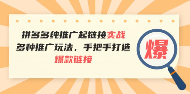 拼多多纯推广起链接实战:多种推广玩法,手把手打造爆款链接,源码仅供个人学习研究,不可商用