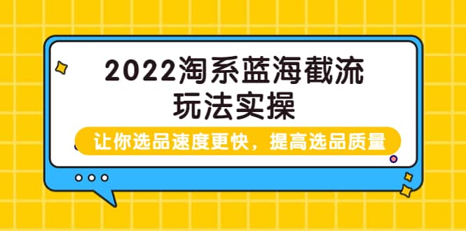2022淘系蓝海截流玩法实操:让你选品速度更快,提高选品质量(价值599),源码仅供个人学习研究,不可商用