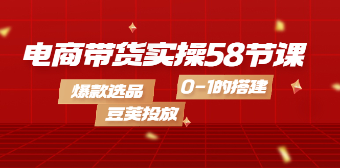 电商带货实操58节课,爆款选品,豆荚投放,0-1的搭建,源码仅供个人学习研究,不可商用