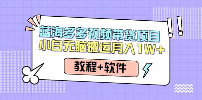 人人都能操作的蓝海多多视频带货项目 小白无脑搬运(教程+软件),源码仅供个人学习研究,不可商用