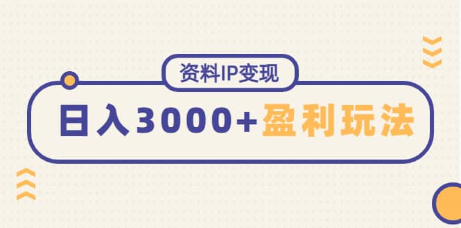 资料IP变现,持续性盈利玩法,源码仅供个人学习研究,不可商用
