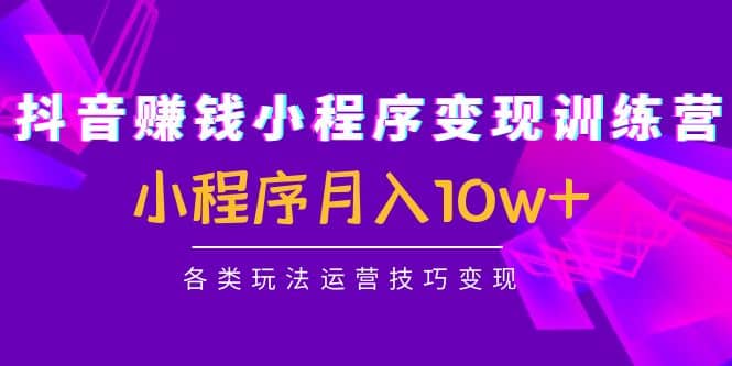 抖音小程序变现训练营:小程序各类玩法运营技巧变现,源码仅供个人学习研究,不可商用