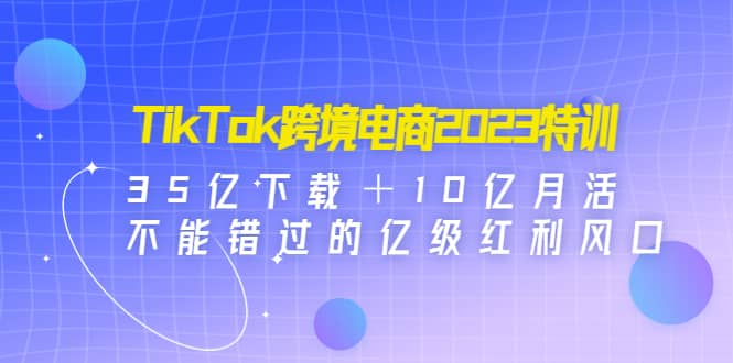 TikTok跨境电商2023特训:35亿下载+10亿月活,不能错过的亿级红利风口,源码仅供个人学习研究,不可商用