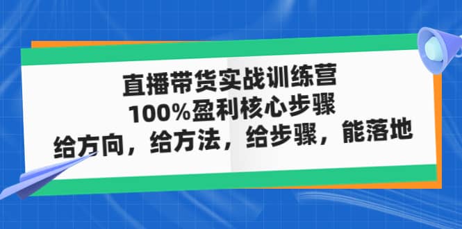 直播带货实战训练营:100%盈利核心步骤,给方向,给方法,给步骤,能落地,源码仅供个人学习研究,不可商用