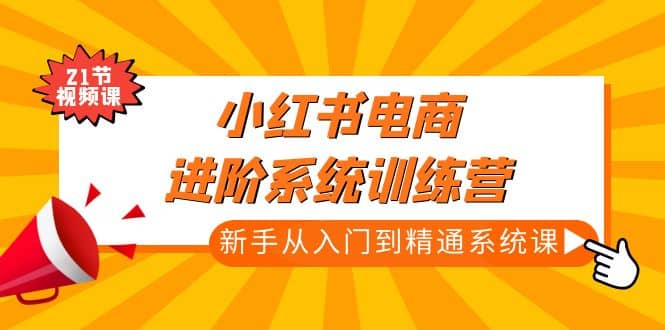 小红书电商进阶系统训练营:新手从入门到精通系统课(21节视频课),源码仅供个人学习研究,不可商用