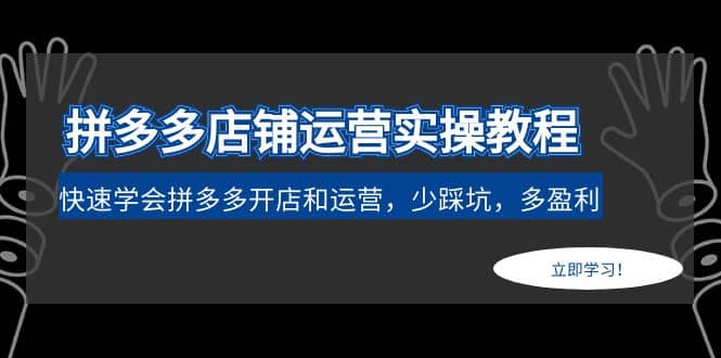 拼多多店铺运营实操教程:快速学会拼多多开店和运营,少踩坑,多盈利,源码仅供个人学习研究,不可商用