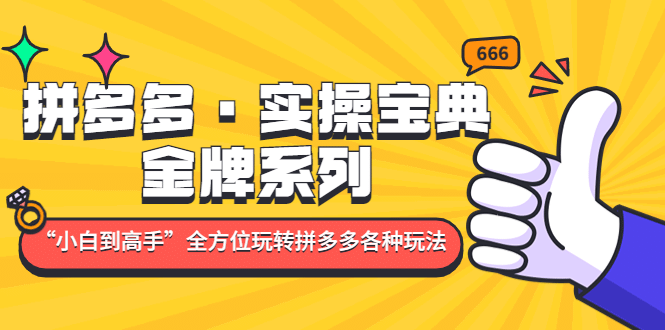 拼多多·实操宝典:金牌系列“小白到高手”带你全方位玩转拼多多各种玩法,源码仅供个人学习研究,不可商用