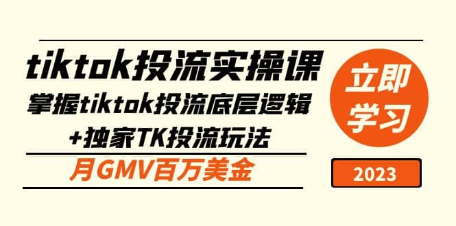 tiktok投流实操课：掌握tiktok投流底层逻辑+独家TK投流玩法，源码仅供个人学习研究，不可商用