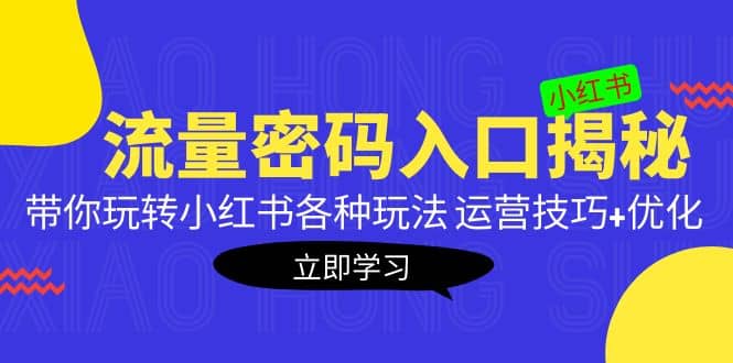 小红书流量密码入口揭秘:带你玩转小红书各种玩法 运营技巧+优化,源码仅供个人学习研究,不可商用
