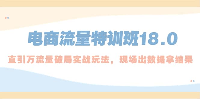 电商流量特训班18.0,直引万流量破局实操玩法,现场出数据拿结果,源码仅供个人学习研究,不可商用