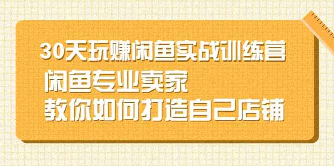 30天玩赚闲鱼实战训练营,闲鱼专业卖家教你如何打造自己店铺,源码仅供个人学习研究,不可商用
