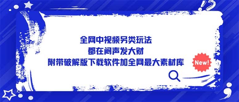 全网中视频另类玩法,都在闷声发大财,附带下载软件加全网最大素材库,源码仅供个人学习研究,不可商用
