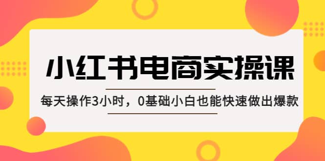 小红书·电商实操课:每天操作3小时,0基础小白也能快速做出爆款,源码仅供个人学习研究,不可商用