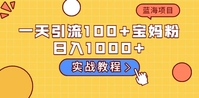 一天引流100+宝妈粉,日入1000+的蓝海项目(实战教程),源码仅供个人学习研究,不可商用