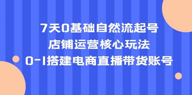 7天0基础自然流起号,店铺运营核心玩法,0-1搭建电商直播带货账号,源码仅供个人学习研究,不可商用