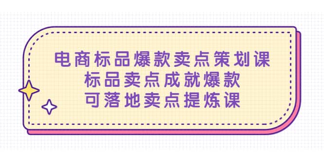 电商标品爆款卖点策划课,标品卖点成就爆款,可落地卖点提炼课,源码仅供个人学习研究,不可商用