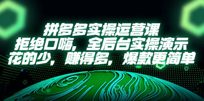 拼多多实操运营课:拒绝口嗨,全后台实操演示,花的少,赚得多,爆款更简单,源码仅供个人学习研究,不可商用