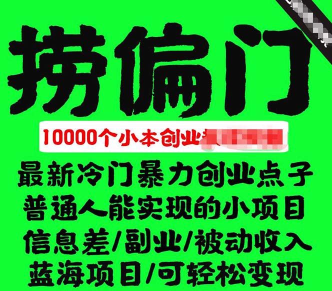 千款捞偏门小本创业小项目，总有一款适合你【无水印】，源码仅供个人学习研究，不可商用