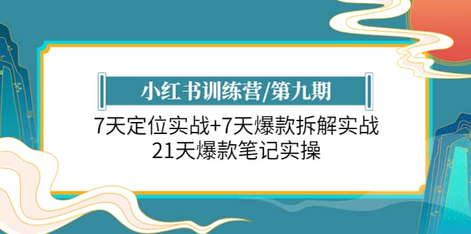 小红书训练营/第九期:7天定位实战+7天爆款拆解实战,21天爆款笔记实操,源码仅供个人学习研究,不可商用