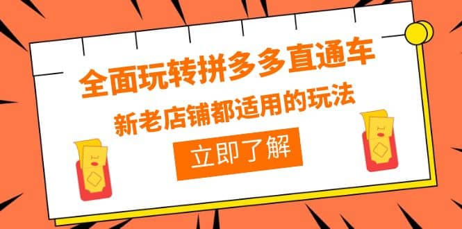 全面玩转拼多多直通车,新老店铺都适用的玩法(12节精华课),源码仅供个人学习研究,不可商用