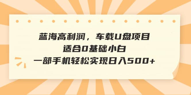 蓝海高利润,车载U盘项目,适合0基础小白,源码仅供个人学习研究,不可商用