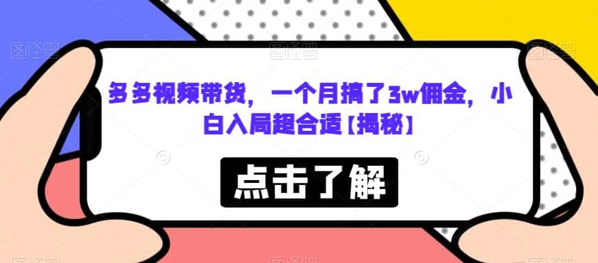 多多视频带货，小白入局超合适【揭秘】，源码仅供个人学习研究，不可商用