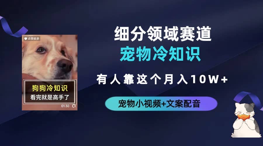 不起眼的抖音细分赛道-宠物冷知识,一段宠物视频配文案,源码仅供个人学习研究,不可商用