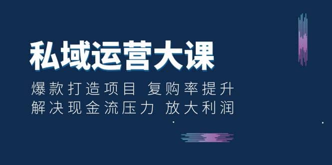 私域运营大课：爆款打造项目 复购率提升 解决现金流压力 放大利润，源码仅供个人学习研究，不可商用