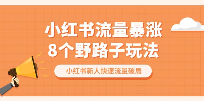 小红书流量-暴涨8个野路子玩法:小红书新人快速流量破局(8节课),源码仅供个人学习研究,不可商用