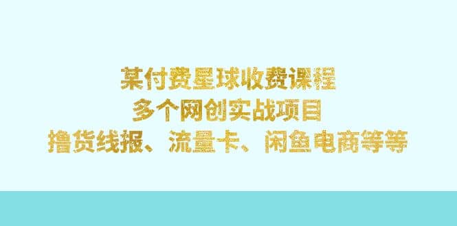 某付费星球课程:多个网创实战项目,撸货线报、流量卡、闲鱼电商等等,源码仅供个人学习研究,不可商用