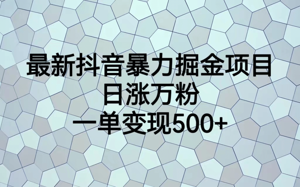 最火热的抖音暴力掘金项目,日涨万粉,多种变现方式,一单变现可达500+,源码仅供个人学习研究,不可商用
