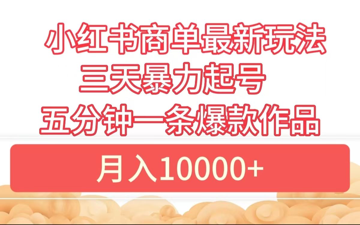 小红书商单最新玩法 3天起号 5分钟一条爆款作品,源码仅供个人学习研究,不可商用