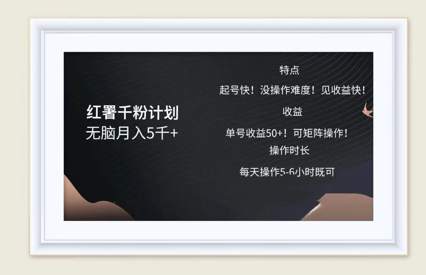 红薯千粉计划无脑一个月5千!既做既赚!,源码仅供个人学习研究,不可商用