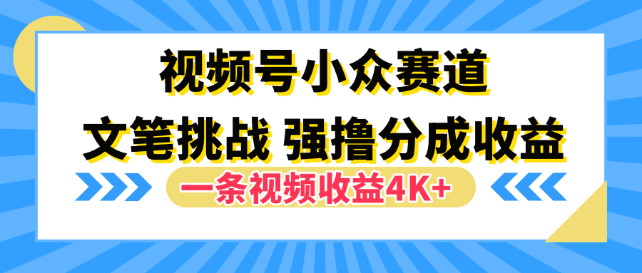 视频号小众赛道，文笔挑战，一条视频收益4K+，源码仅供个人学习研究，不可商用