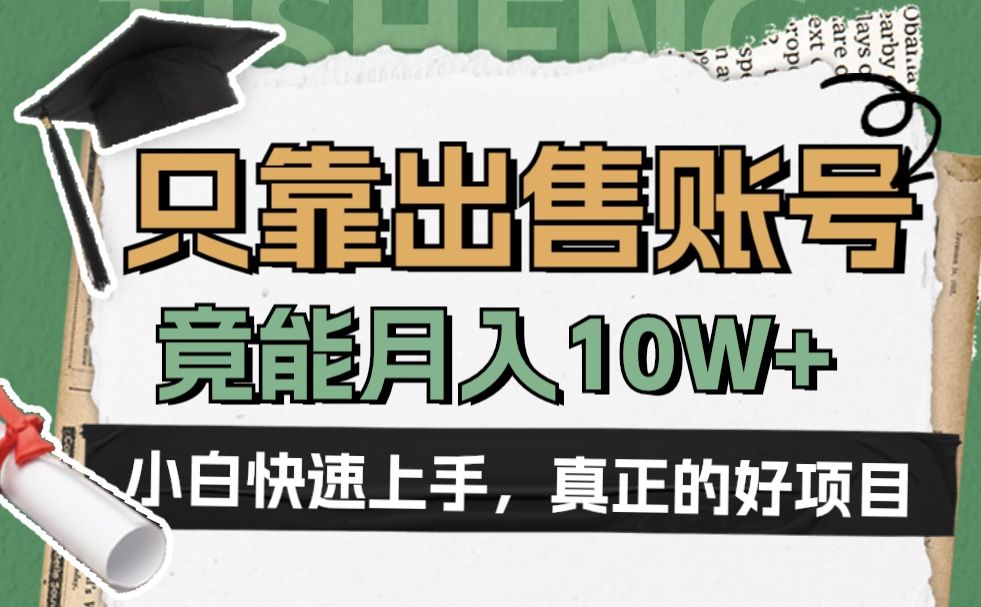 一个不起眼却很暴力的项目,只靠出.shou账号,竟能一个月10W+,源码仅供个人学习研究,不可商用