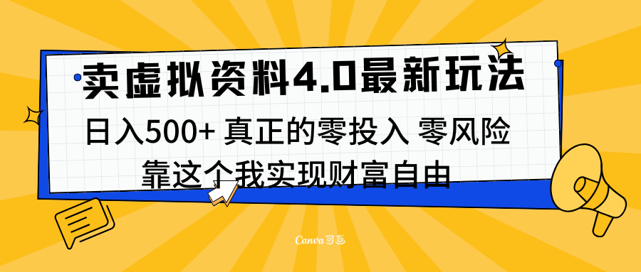 线上卖虚拟资料新玩法4.0,实测一天500左右,可批量操作,赚第一通金,源码仅供个人学习研究,不可商用