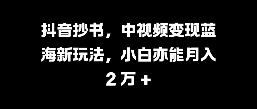 抖音抄书,中视频变现蓝海新玩法,源码仅供个人学习研究,不可商用