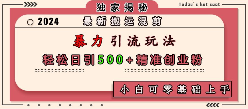 最新混剪玩法，轻松日引500+精准创业，小白可零基础上手