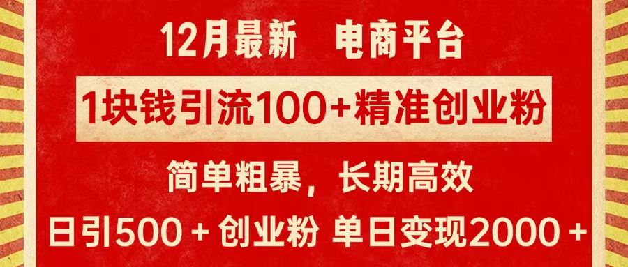 pdd.tb电商平台1块钱yin.100个精准创业，简单粗暴高效长期精准