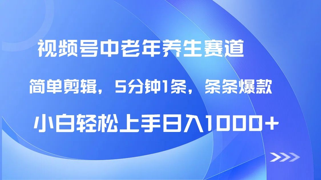 DeepSeek+既梦做视频号中老年养生赛道，条条爆款5分钟1条