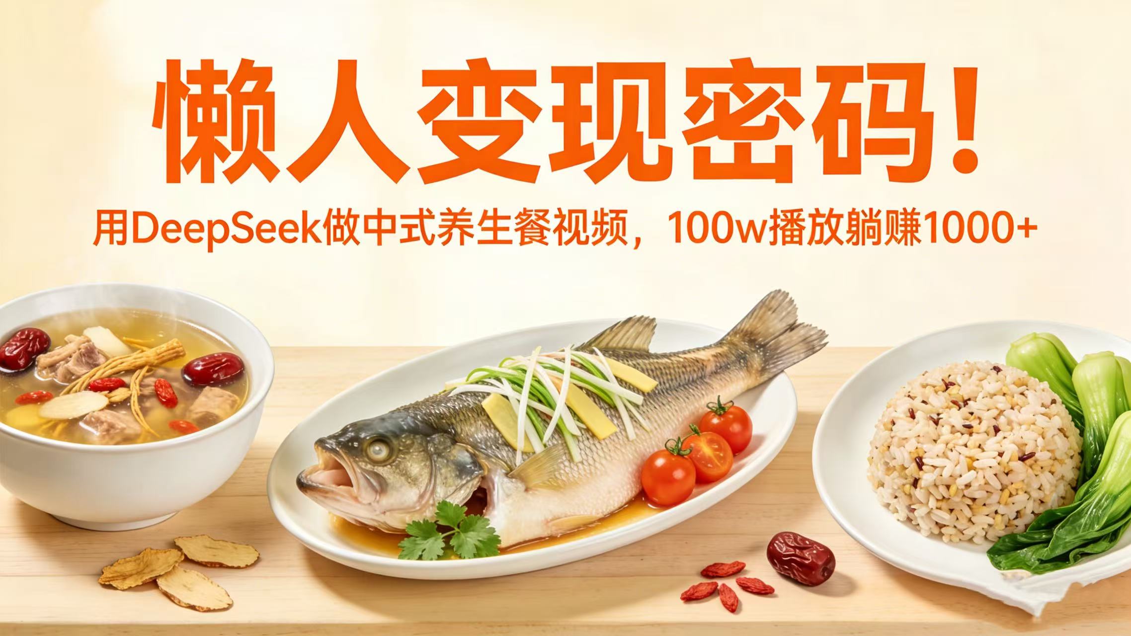 懒人变现密码！用 DeepSeek 做中式养生餐视频