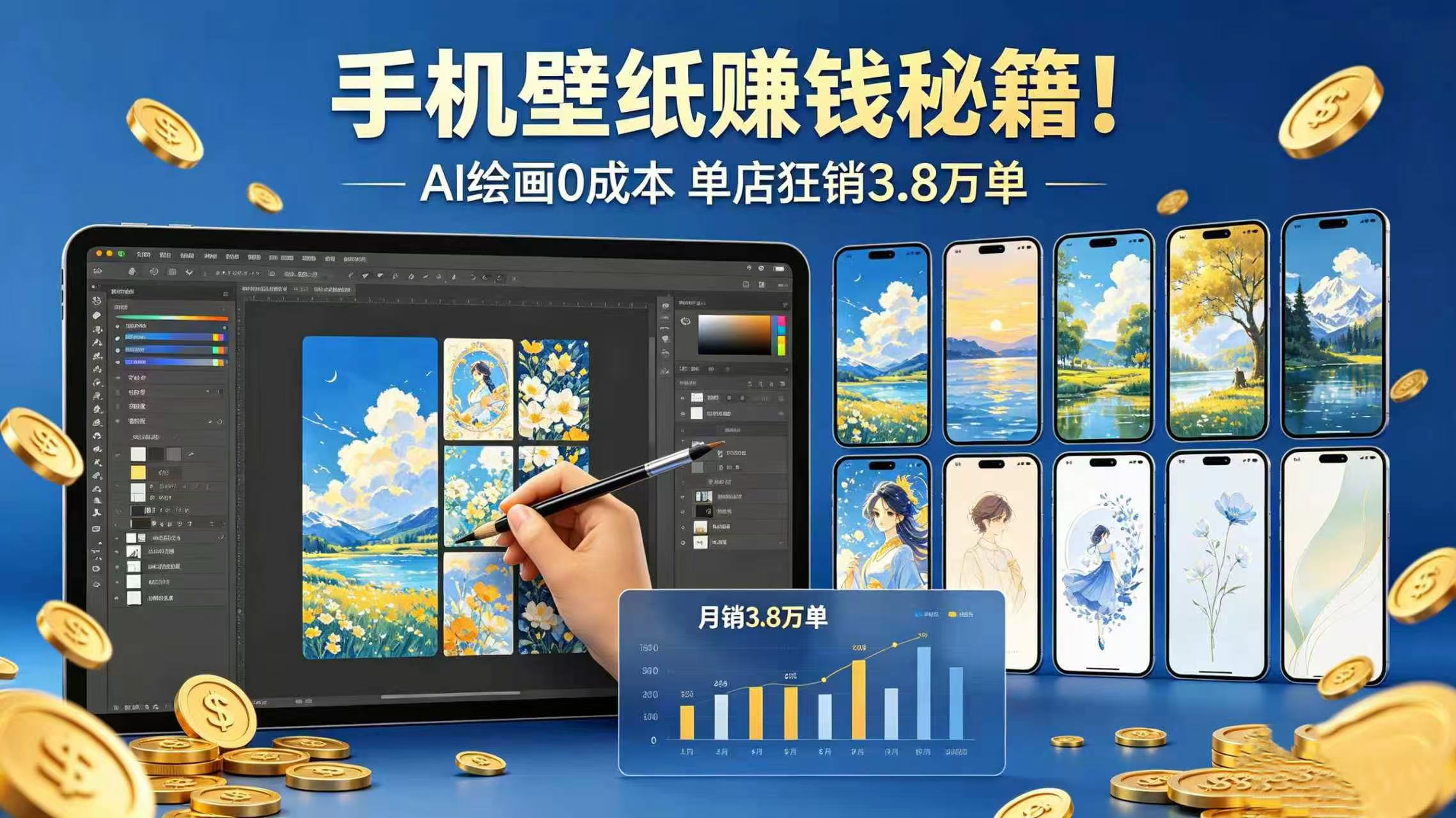 手机壁纸钱秘籍！AI 绘画 0 成本 单店狂销 3.8 万单