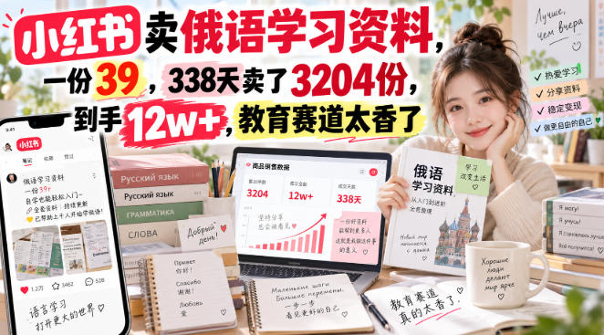 小红书卖俄语学习资料案例图