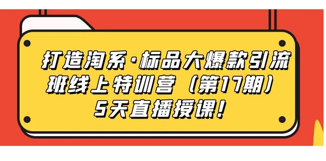 打造淘系·标品大爆款引流班线上特训营5天直播授课!,源码仅供个人学习研究,不可商用